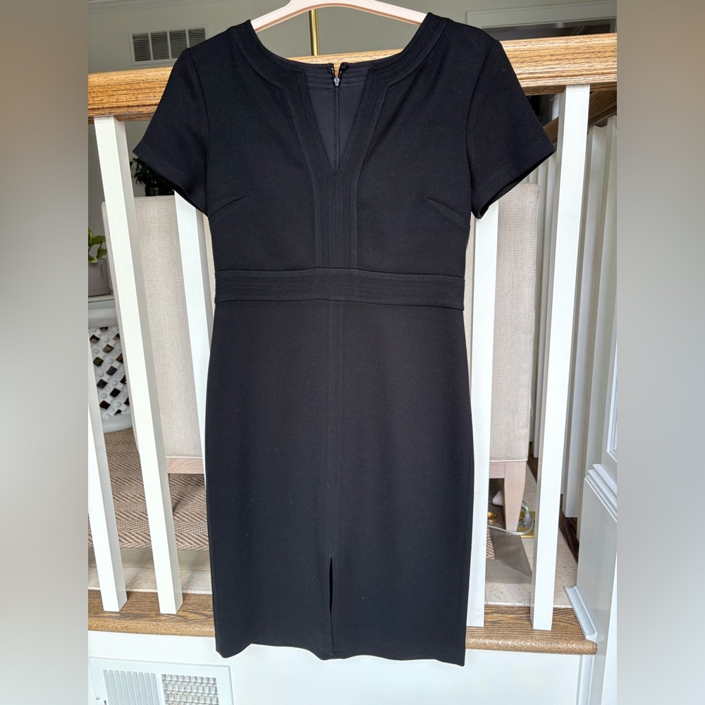 Ann Taylor Black Sheath Dress V-Neck Midi